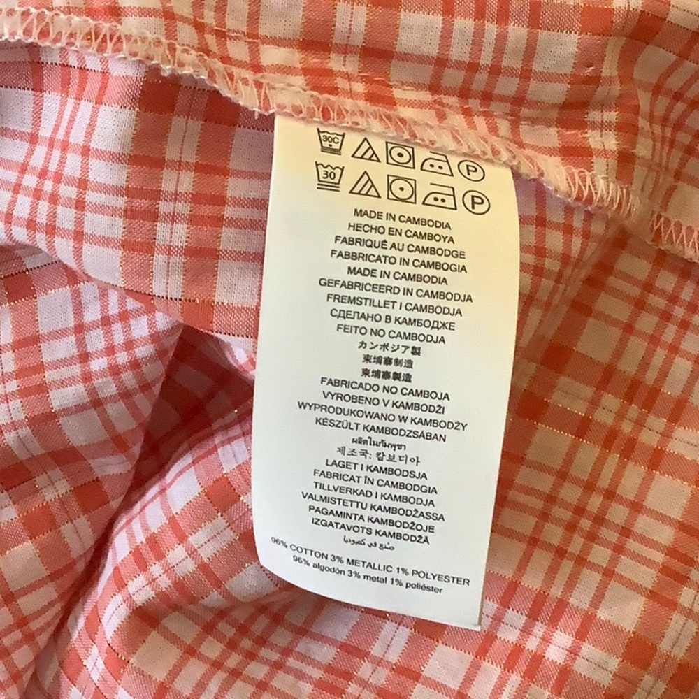 NWT MICHAEL MICHAEL KORS Coral Tie Plaid Long Sleeve Surplice Neckline Blouse - Picture 12 of 13